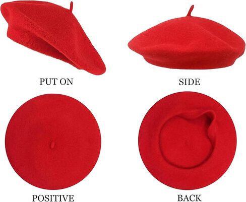 Womens Wool French Beret Hat - Classic Solid Color Artist Hat in Saudi Arabia