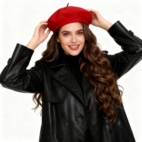 Womens Wool French Beret Hat - Classic Solid Color Artist Hat in Saudi Arabia