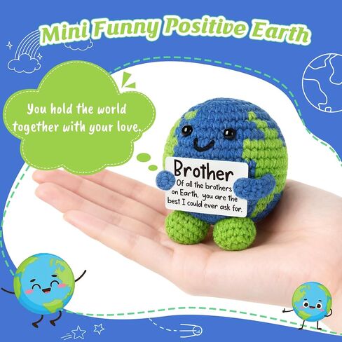YEUYUQIU Gifts for Brother from Sister Brother, Best Brother on Earth Handmade Crochet Decor, Sentimental Friendship Presents for Bestie Him, Funny Birthday Christmas Friendship Gift, Room Decor in Saudi Arabia