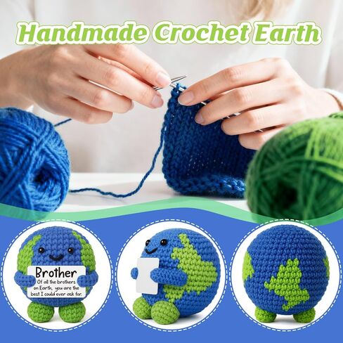 YEUYUQIU Gifts for Brother from Sister Brother, Best Brother on Earth Handmade Crochet Decor, Sentimental Friendship Presents for Bestie Him, Funny Birthday Christmas Friendship Gift, Room Decor in Saudi Arabia