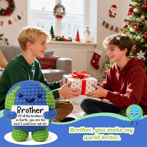 YEUYUQIU Gifts for Brother from Sister Brother, Best Brother on Earth Handmade Crochet Decor, Sentimental Friendship Presents for Bestie Him, Funny Birthday Christmas Friendship Gift, Room Decor in Saudi Arabia