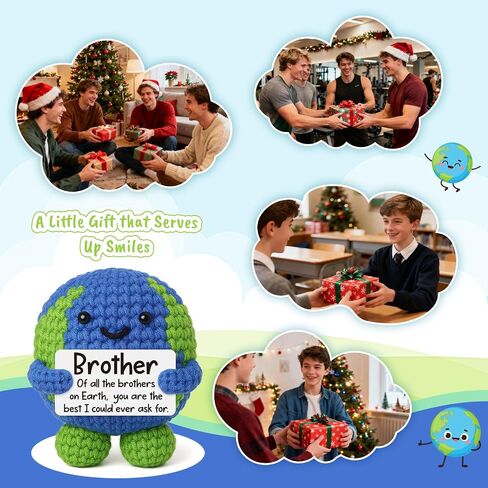 YEUYUQIU Gifts for Brother from Sister Brother, Best Brother on Earth Handmade Crochet Decor, Sentimental Friendship Presents for Bestie Him, Funny Birthday Christmas Friendship Gift, Room Decor in Saudi Arabia