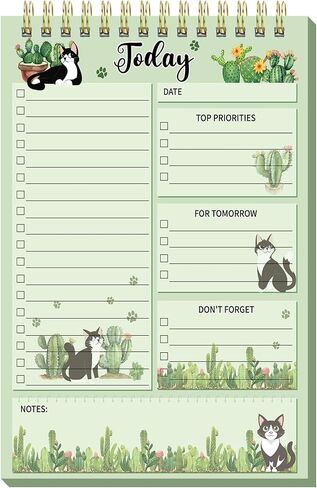 Neptniopllab 52 Sheets Black Cat Lovers Gifts Daily to Do List Notepad, 8.7x6 Inches Double Sided Spiral To Do List Notebook for Work, Daily Planner Notepad for Work Office Home Birthday Christmas Gifts in Saudi Arabia