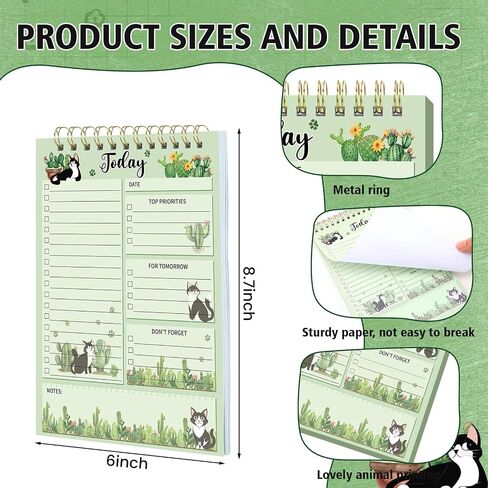 Neptniopllab 52 Sheets Black Cat Lovers Gifts Daily to Do List Notepad, 8.7x6 Inches Double Sided Spiral To Do List Notebook for Work, Daily Planner Notepad for Work Office Home Birthday Christmas Gifts in Saudi Arabia