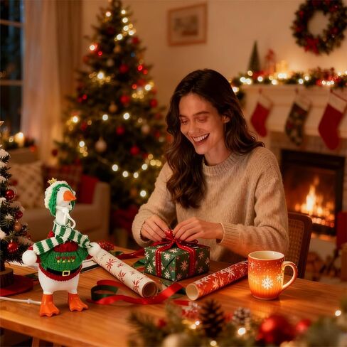 مكتب أوزة وتتسابق 7 بوصة مكتب صغير أوزة عيد الميلاد عطلة 4 قطعة سترة متماسكة قبعة طقم أربطة عنق لغرفة المعيشة مكتب ومكتب ديكور in Kuwait