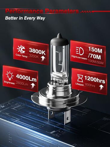 مصابيح هالوجين أمامية H11، 12 فولت 55 وات، أبيض دافئ 3800 كلفن، شعاع عالٍ ومنخفض، متوافق مع ضوء الضباب، بدون وهج، مصابيح أمامية للسيارات، عبوة من 2 in Kuwait