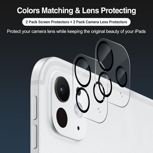 ProCase 2+2 Pack Screen Protector for iPad Pro 12.9 inch 6th 5th 4th Generation 2022 2021 2020 with Camera Lens Protector, Tempered Glass Film Guard for iPad Pro 12.9" in Kuwait