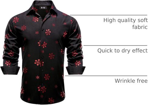 قمصان Hi-Tie الرجالية لعيد الميلاد بأكمام طويلة وأزرار سفلية مناسبة للمهرجانات للرجال في عيد الميلاد وحفلات العشاء in Kuwait