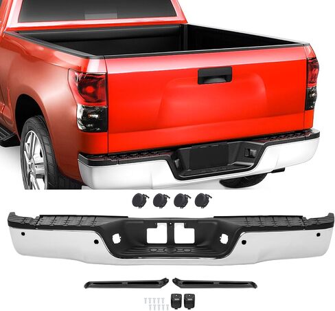Rear Bumper Assembly Compatible with 2000 2001 2002 2003 2004 2005 2006 Toyota Tundra without Tow Hitch Complete Steel Bumper,Chrome in Saudi Arabia