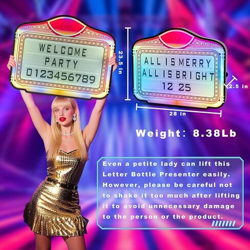 مقدم زجاجة بأحرف LED، علامة خدمة زجاجة VIP، صندوق إضاءة محمول مع تغيير اللون للملهى الليلي، البار، الحفلات، أعياد الميلاد والزفاف - إطار أكريليك مع 4 مجموعات من الحروف ومجموعة رقمين in Kuwait