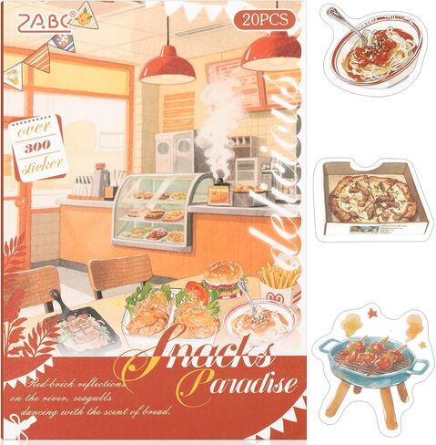 Snacks Series Sticker Scrapbooking Supplies for Junk Journal, 20 Sheets PET Stickers in Saudi Arabia