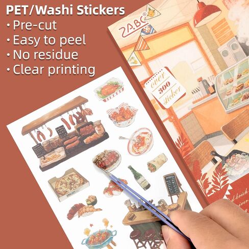 Snacks Series Sticker Scrapbooking Supplies for Junk Journal, 20 Sheets PET Stickers in Saudi Arabia