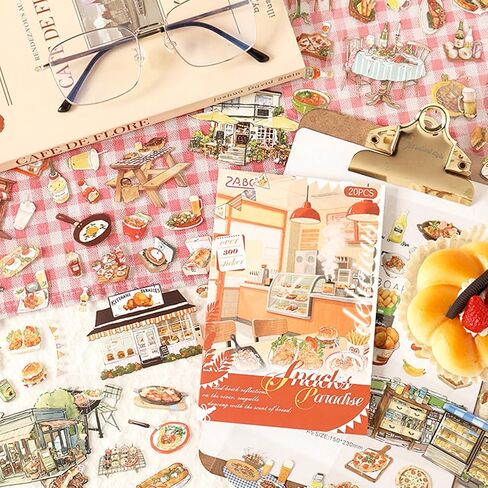 Snacks Series Sticker Scrapbooking Supplies for Junk Journal, 20 Sheets PET Stickers in Saudi Arabia