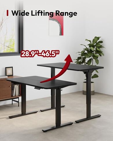 SANODESK مكتب قائم بارتفاع قابل للتعديل كهربائي 40x24 بوصة مكتب الجلوس للمكتب المنزلي مريح مع لوحة لصق خطافين، إطار أبيض/أعلى خشب القيقب in Kuwait