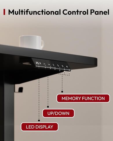 SANODESK مكتب قائم بارتفاع قابل للتعديل كهربائي 40x24 بوصة مكتب الجلوس للمكتب المنزلي مريح مع لوحة لصق خطافين، إطار أبيض/أعلى خشب القيقب in Kuwait