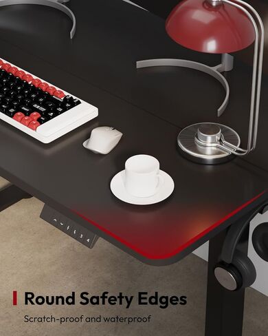 SANODESK مكتب قائم بارتفاع قابل للتعديل كهربائي 40x24 بوصة مكتب الجلوس للمكتب المنزلي مريح مع لوحة لصق خطافين، إطار أبيض/أعلى خشب القيقب in Kuwait