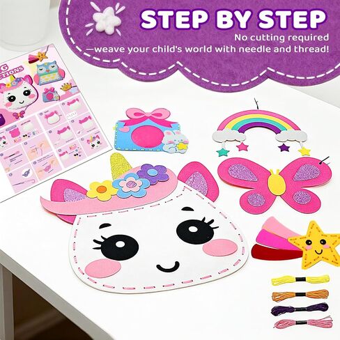 powerful xishan Sewing Kit for Kids, Unicorn 9 Thick Easy DIY Projects Sewing Kits, Beginners Girls Arts & Crafts for Ages 5+, Instructions & Felt, Birthday Gifts, Enlightenment in Kuwait