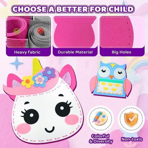 powerful xishan Sewing Kit for Kids, Unicorn 9 Thick Easy DIY Projects Sewing Kits, Beginners Girls Arts & Crafts for Ages 5+, Instructions & Felt, Birthday Gifts, Enlightenment in Kuwait