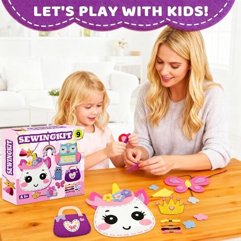 powerful xishan Sewing Kit for Kids, Unicorn 9 Thick Easy DIY Projects Sewing Kits, Beginners Girls Arts & Crafts for Ages 5+, Instructions & Felt, Birthday Gifts, Enlightenment in Kuwait