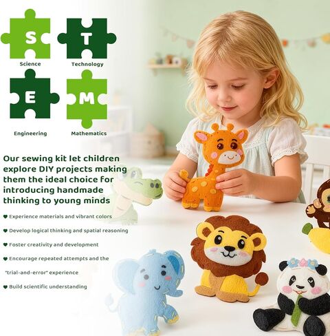 مجموعة خياطة شيشان قوية للأطفال، مجموعات خياطة مشاريع DIY سميكة سهلة الاستخدام على شكل وحيد القرن، فنون وحرف يدوية للفتيات المبتدئات للأعمار من 5 سنوات فما فوق، تعليمات وشعر، هدايا عيد ميلاد، تنوير in Kuwait