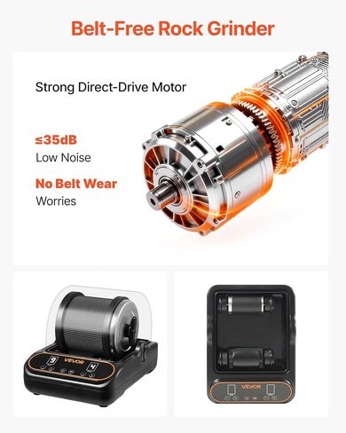 VEVOR Rock Tumbler، آلة تلميع الصخور 2 رطل، مجموعة أدوات تلميع الصخور مع تعديل 4 سرعات، مؤقت 1-9 أيام، غطاء تقليل صوت الكمبيوتر وطبل TPU، تلميع الصخور بمحرك الدفع المباشر، تشغيل هادئ in Kuwait