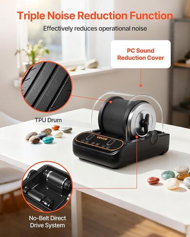 VEVOR Rock Tumbler، آلة تلميع الصخور 2 رطل، مجموعة أدوات تلميع الصخور مع تعديل 4 سرعات، مؤقت 1-9 أيام، غطاء تقليل صوت الكمبيوتر وطبل TPU، تلميع الصخور بمحرك الدفع المباشر، تشغيل هادئ in Kuwait