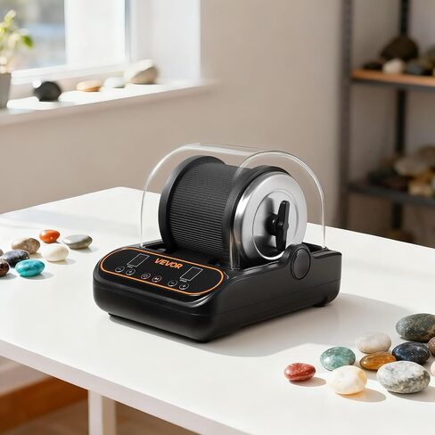VEVOR Rock Tumbler، آلة تلميع الصخور 2 رطل، مجموعة أدوات تلميع الصخور مع تعديل 4 سرعات، مؤقت 1-9 أيام، غطاء تقليل صوت الكمبيوتر وطبل TPU، تلميع الصخور بمحرك الدفع المباشر، تشغيل هادئ in Kuwait