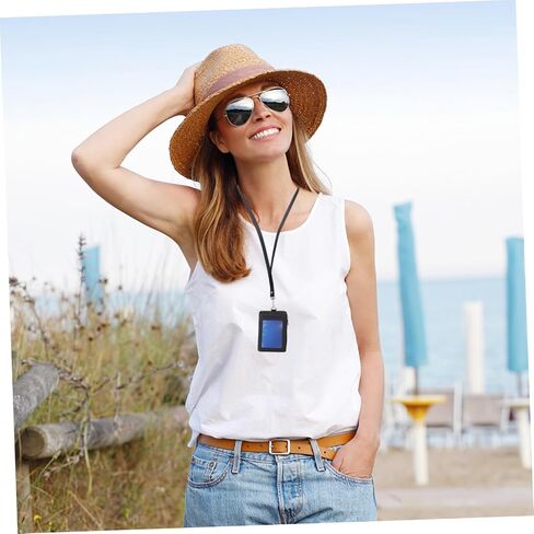 jojofuny Multifunction Card Holder with Detachable Lanyard Wear Resistant Work Id Badge Protector for Teachers and Professionals Black PU Material Chest Badge Sleeve in Saudi Arabia