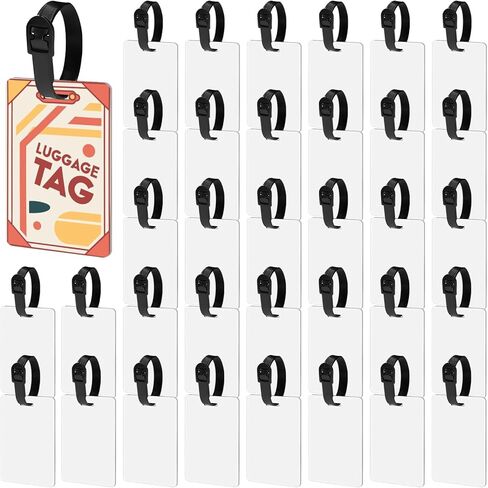36 Pcs Sublimation ID Badge Blanks, Blank Luggage Tag, Double Sided Heat Transfer Keychain Blanks, Portable Luggage Tag for Travel in Saudi Arabia