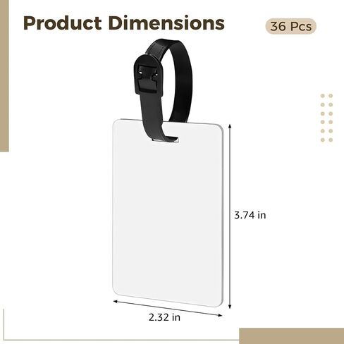 36 Pcs Sublimation ID Badge Blanks, Blank Luggage Tag, Double Sided Heat Transfer Keychain Blanks, Portable Luggage Tag for Travel in Saudi Arabia