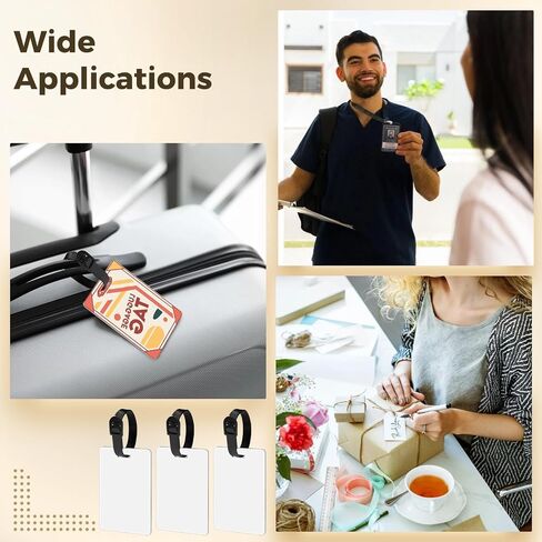 36 Pcs Sublimation ID Badge Blanks, Blank Luggage Tag, Double Sided Heat Transfer Keychain Blanks, Portable Luggage Tag for Travel in Saudi Arabia