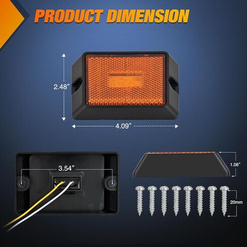 Nilight الجانب علامة ضوء 2PCS مربع 3LED العنبر الجبهة الخلفية مؤشر التخليص أضواء عدسة عاكسة سطح شنت للماء لشاحنة 12V مقطورة قارب RV in Saudi Arabia