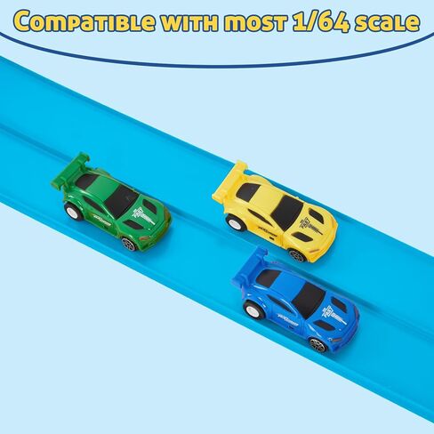 مجموعة ألعاب مسار السباق المرنة بطول 15 قدمًا، مسار سيارة سباق مزدوج المسار قابل للانحناء مع أكواب شفط قوية، مسار سباق محمول للسيارات المصبوبة 1:64، مسار سباق سهل التركيب للأطفال من سن 3 سنوات فما فوق، أزرق in Kuwait