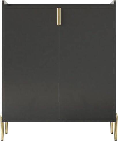 2 doors home wine bar cabinet with wine rack & adjustable storage shelf, modern sideboard with soft-closing hinge, dinning room buffet cabinet, Liquor Cabinet kitchen, living room coffee cart BLACK in Saudi Arabia