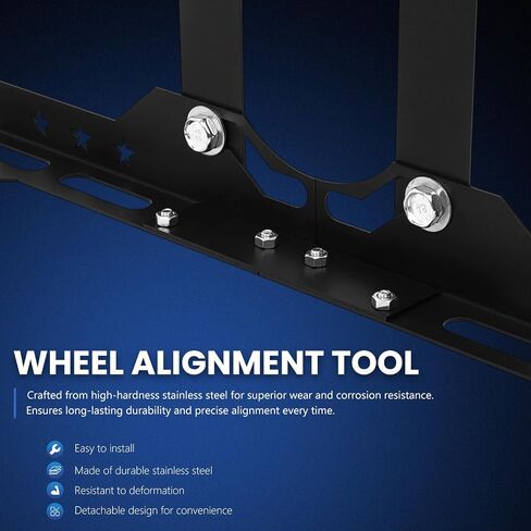 Portable Knock-Down Wheel Alignment Tool Kit with Removable Toe Plates & Center Bar, Includes 2 Measuring Tapes, Camber & Toe Tool for Front End DIY Alignment - Matte Black Car Alignment Tool in Saudi Arabia