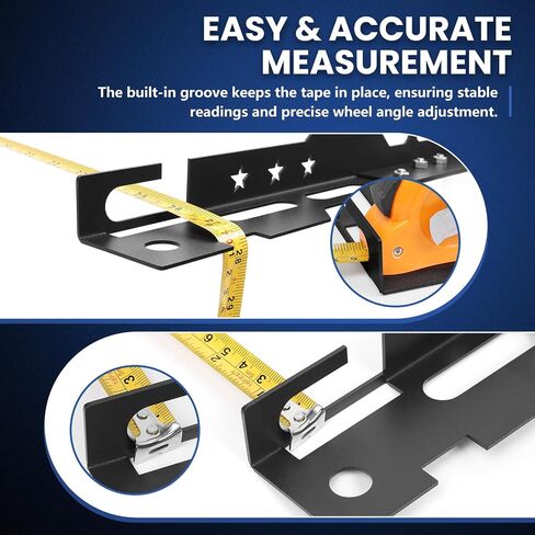 Portable Knock-Down Wheel Alignment Tool Kit with Removable Toe Plates & Center Bar, Includes 2 Measuring Tapes, Camber & Toe Tool for Front End DIY Alignment - Matte Black Car Alignment Tool in Saudi Arabia