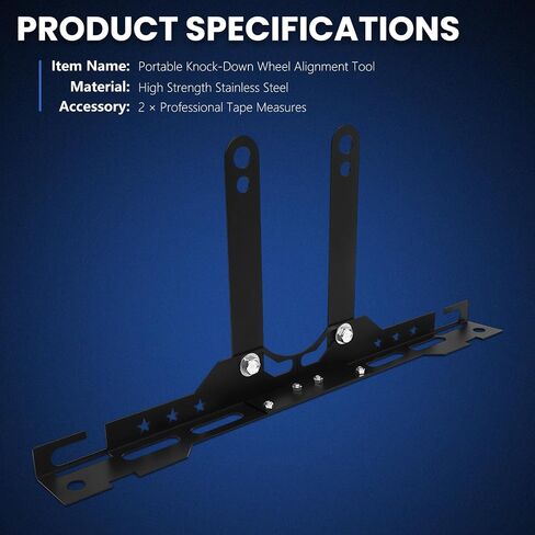 Portable Knock-Down Wheel Alignment Tool Kit with Removable Toe Plates & Center Bar, Includes 2 Measuring Tapes, Camber & Toe Tool for Front End DIY Alignment - Matte Black Car Alignment Tool in Saudi Arabia