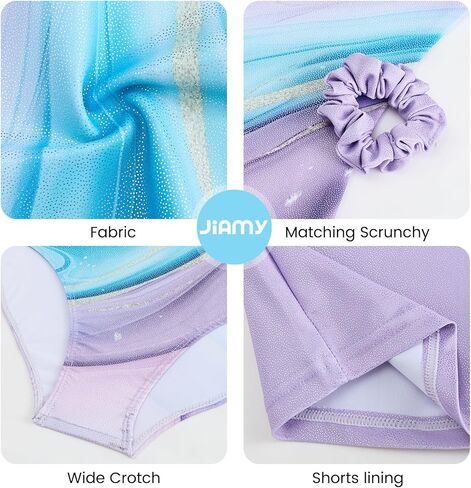 JiAmy Gymnastics Leotards for Girls, Sleeveless Sparkly Dance Biketards with Shorts Ballet Tumbling Outfit for 3-12 Years in Kuwait