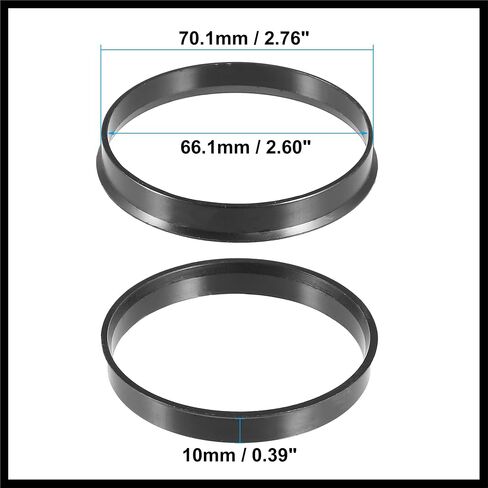 70.1mm to 66.1mm Universal Car Hub Centric Rings Black - Pack of 4 Durable Material in Saudi Arabia