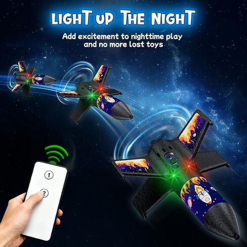 Rocket Launcher for Kids, 300 Feet Flight Altitude Rechargeable LED Spinner Rocket with Remote Control, Parachute Flying Model Rocket Toys, Electric Auto Launch Outdoor Space Toys Gifts for Ages 6-14 in Saudi Arabia