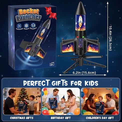 Rocket Launcher for Kids, 300 Feet Flight Altitude Rechargeable LED Spinner Rocket with Remote Control, Parachute Flying Model Rocket Toys, Electric Auto Launch Outdoor Space Toys Gifts for Ages 6-14 in Saudi Arabia