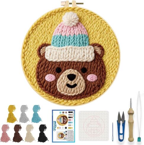 ORIGACH Embroidery Punch Needle Kit with Frame, Sunflower Needle Punching Kit with Patterns, Threads, Tools & Instructions for Beginners & Adults, DIY Wall Hanging Decor in Saudi Arabia