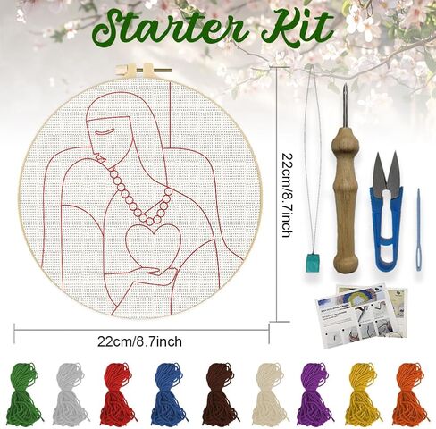 مجموعة إبر تطريز من ORIGACH مع إطار، مجموعة إبر عباد الشمس مع أنماط وخيوط وأدوات وتعليمات للمبتدئين والكبار، ديكور للتعليق على الحائط بنفسك in Saudi Arabia