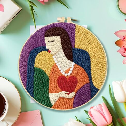 مجموعة إبر تطريز من ORIGACH مع إطار، مجموعة إبر عباد الشمس مع أنماط وخيوط وأدوات وتعليمات للمبتدئين والكبار، ديكور للتعليق على الحائط بنفسك in Saudi Arabia