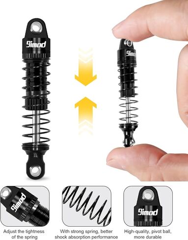 Adjustable 53mm Aluminum Threaded Oil Damper Shock Absorber for TRX4M TRX4MT 1/18 RC Crawler, Upgrade Parts (Black) in Saudi Arabia
