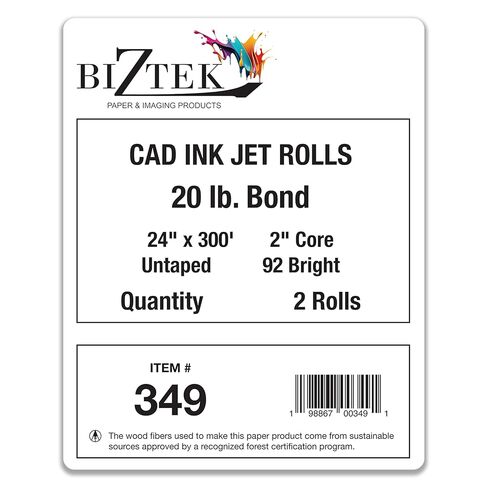 لفات ورق ذات تنسيق واسع CAD Bond بعرض 30 بوصة (4 لفات، 30 بوصة × 150 قدم | 2 بوصة أساسية) in Kuwait
