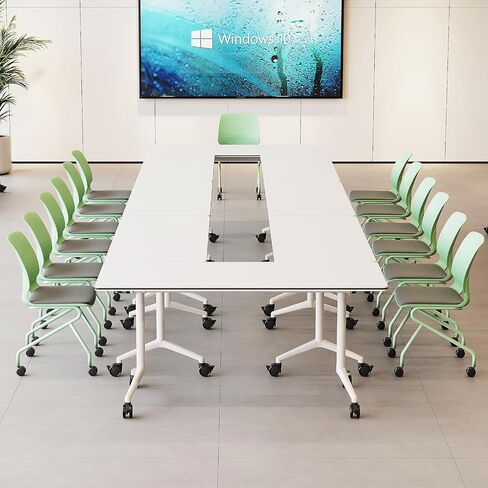 4Packs 55.1 Inch Folding Conference Table with Wheels,Flip Top Training Desk for Office Meeting Room,Modular Foldable Tables for Classroom,Seminar,Collaboration Space,Mobile Design for Easy Storage in Saudi Arabia