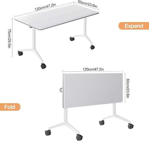 4Packs 55.1 Inch Folding Conference Table with Wheels,Flip Top Training Desk for Office Meeting Room,Modular Foldable Tables for Classroom,Seminar,Collaboration Space,Mobile Design for Easy Storage in Saudi Arabia