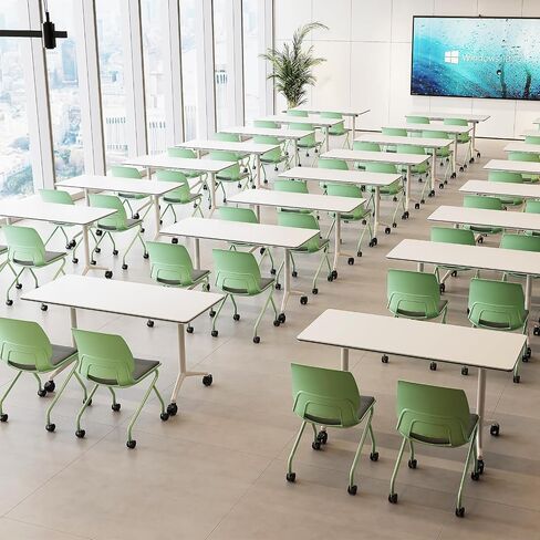 4Packs 55.1 Inch Folding Conference Table with Wheels,Flip Top Training Desk for Office Meeting Room,Modular Foldable Tables for Classroom,Seminar,Collaboration Space,Mobile Design for Easy Storage in Saudi Arabia