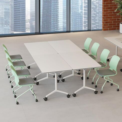 4Packs 55.1 Inch Folding Conference Table with Wheels,Flip Top Training Desk for Office Meeting Room,Modular Foldable Tables for Classroom,Seminar,Collaboration Space,Mobile Design for Easy Storage in Saudi Arabia